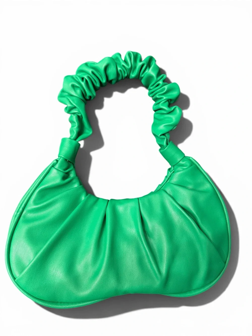 Green Ruched Hobo Shoulder Bag Y2K Minimalist Quiet Luxury Chic